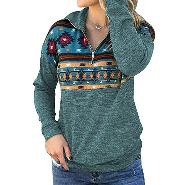 FITNEXX Womens Fashion Quarter Zipper Pullover Hoodies Long Sleeve Warm Fleece Hooded Sweatshirts Loose Tunics with Pocket